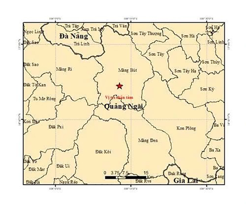 Six earthquakes recorded in Central Vietnam on a single day